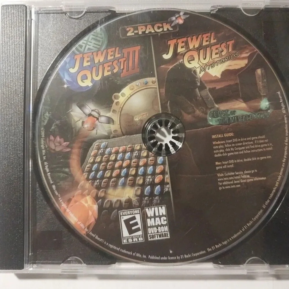 2 Pack Jewel Quest 3 Jewel Quest Mysteries WIN MAC DVD ROM E ESRB PC Games